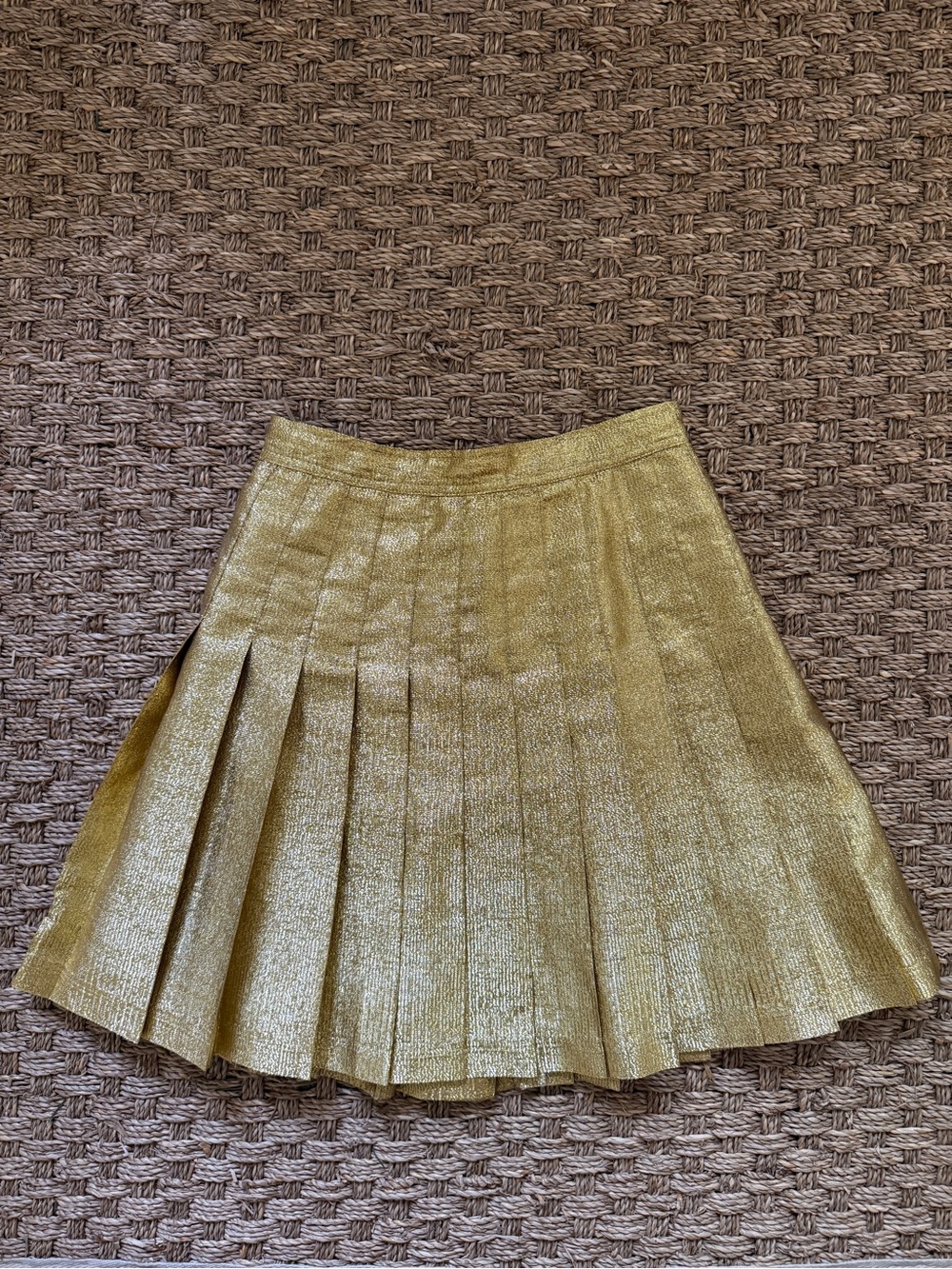 American Apparel Metallic Gold Pleated Mini Skirt